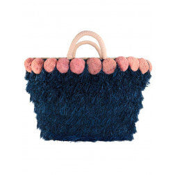 Pink & Blue Straw Tote