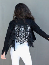 Black Denim Lace Back Jacket