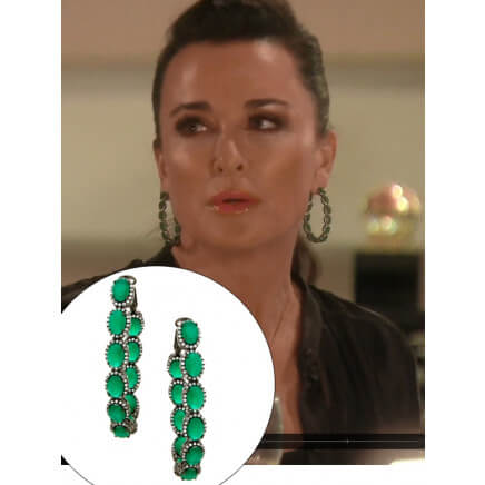 Faux Emerald Hoop Earrings